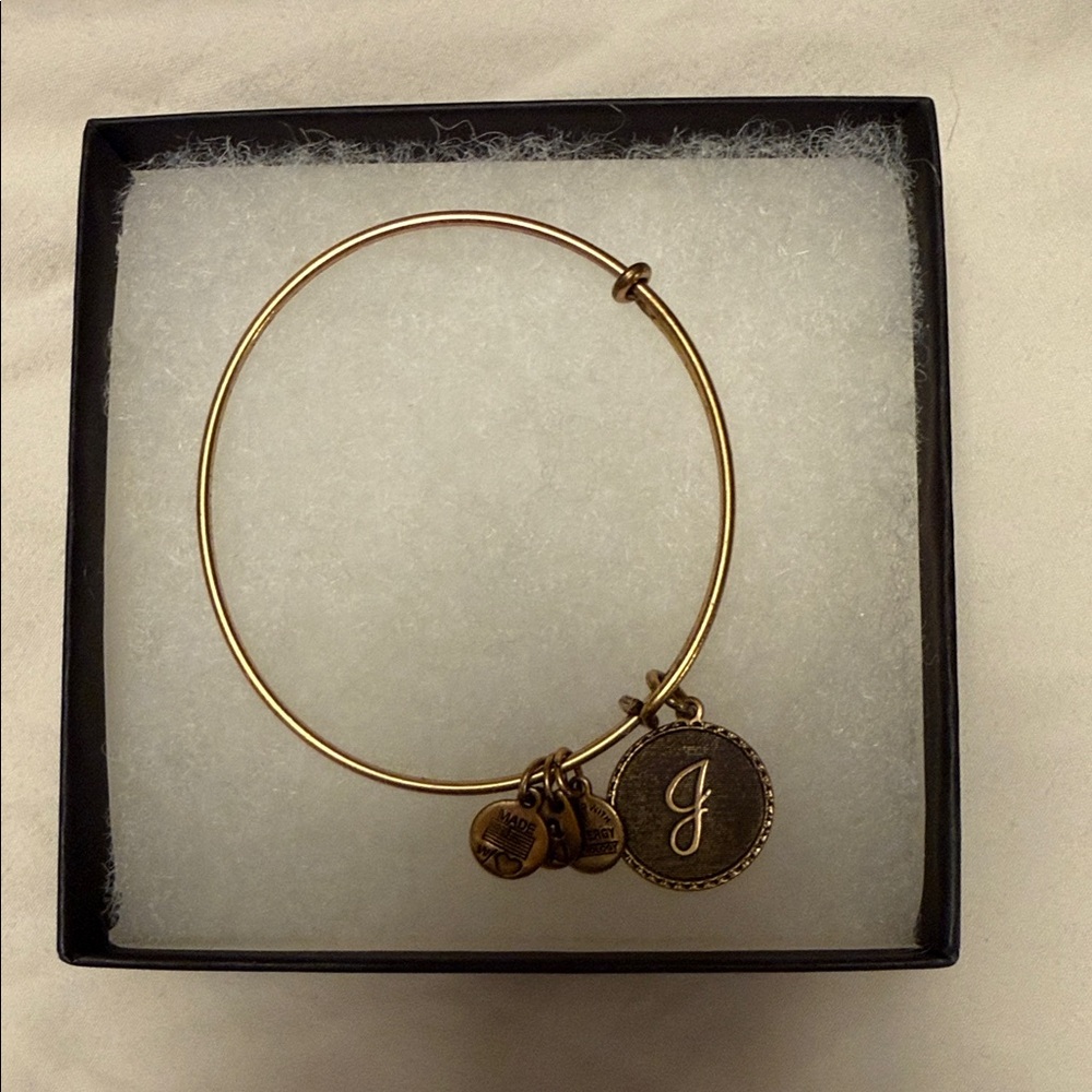 Alex and Ani Gold Initial Charm Bracelet- Letter J